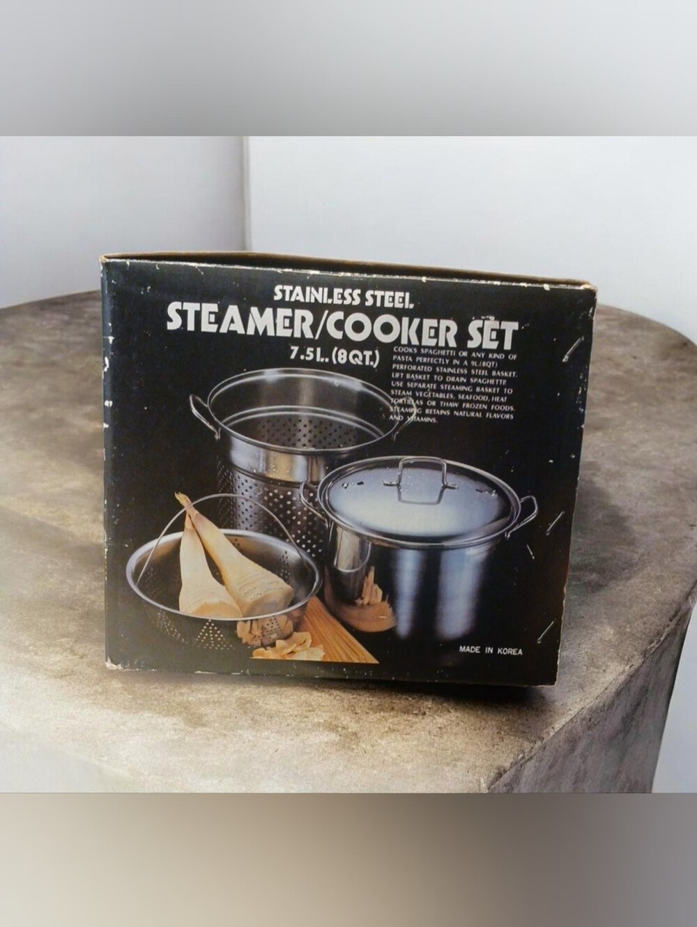 Vintage Korean-Made Stainless Steel Steamer/Cooker (8 quart)